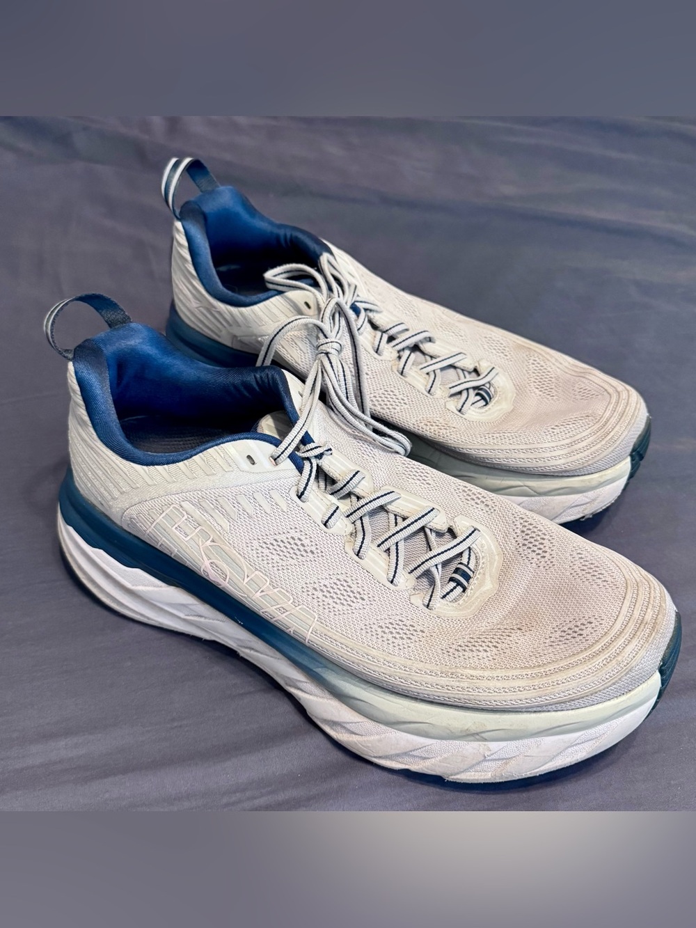 Hoka One One Running Shoe Blue Grey Womens 10W Wide